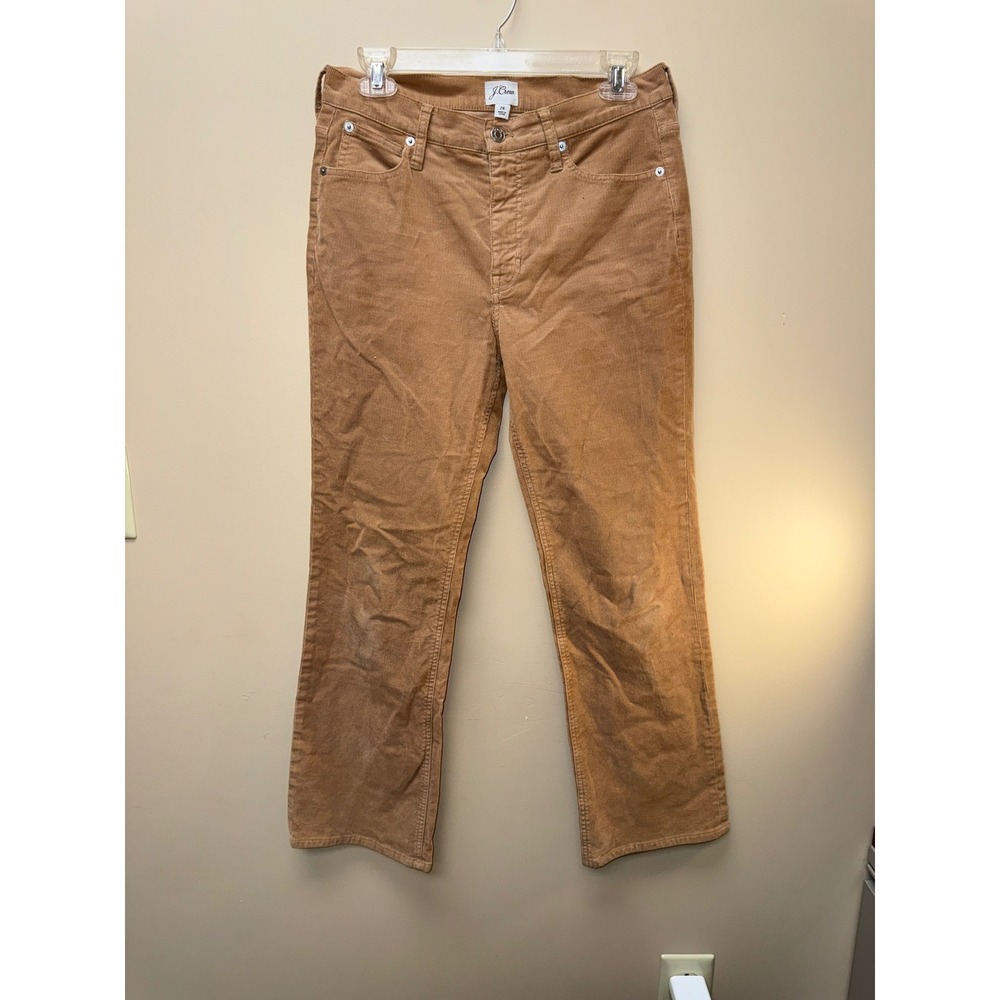 J.Crew Womens Camel Tan Corduroy Straight Leg Mid Rise Pants Size 28 Fine Wale